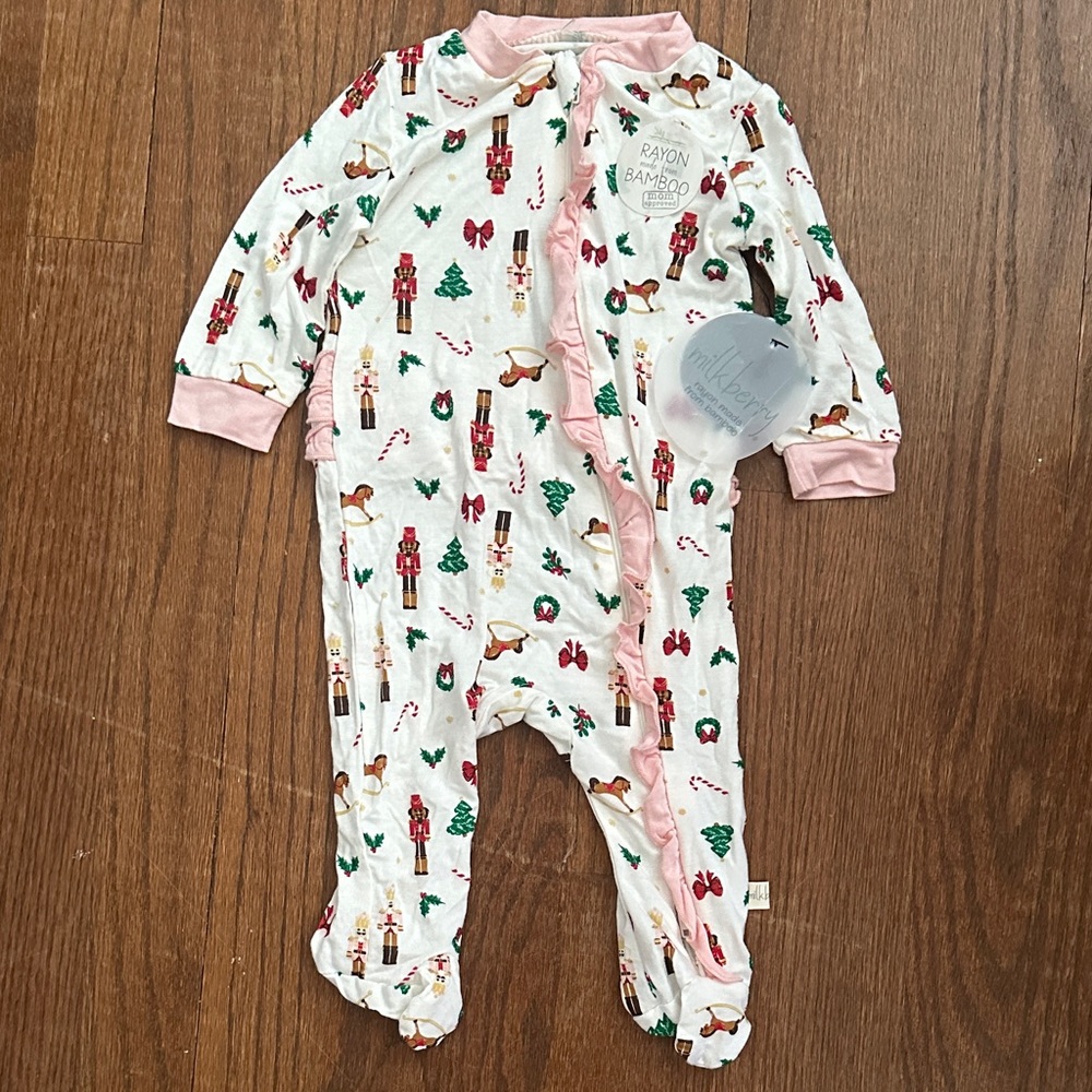 Milkberry Festive Nutcracker One Piece - Pink and White